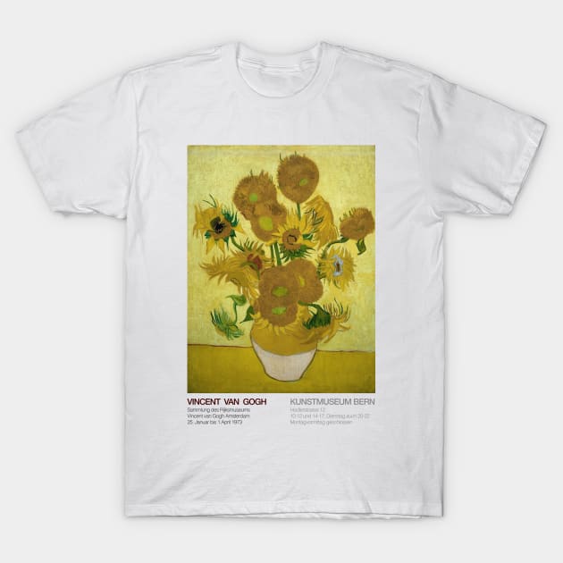 Van Gogh Exhibition Poster - 1973, Switzerland - Sunflowers T-Shirt by notalizard
